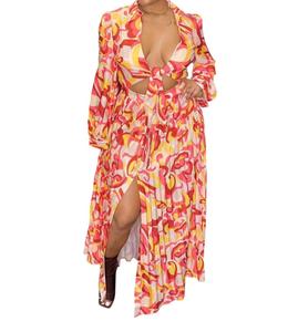 Платье макси с вырезом цвета хаки, многоцветное L'ATISTE