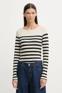 Хлопковый лонгслив Marc O'Polo, бежевый