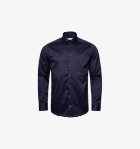 Рубашка из хлопчатобумажной саржи с вырезом-воротником и одинарными манжетами. Eton, синий