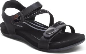 Женские ортопедические сандалии Aetrex Jess с регулируемым ремешком на пятке - комфортные женские сандалии на плоской подошве с эффектом памяти и поддержкой свода стопы, черный