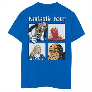 Футболка с графическим рисунком «Marvel Fantastic Four Ready To Fight» для мальчиков 8–20 лет с портретными панелями Licensed Character