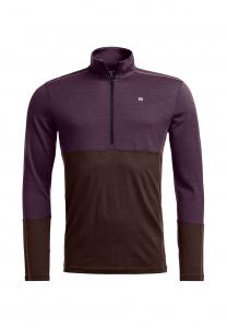 Топ ORTOVOX 185 ROCK'N'WOOL ZIP NECK, Dark Wild Berry/Berry