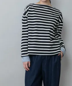 Хлопковая баскская кайма * Полосатый пуловер с манжетами для рубашки