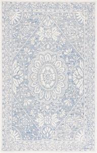 Ковер SAFAVIEH, 183 x 183 см, Metro Collection, Blue & Ivory, ручной работы из шерсти, идеально для гостиной, столовой, спальни (MET464M)
