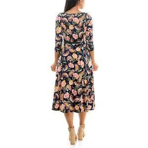 Женское платье с поясом и рукавами три четверти Nina Leonard Sylvia Nina Leonard