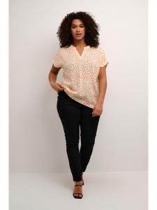 Блузка с короткими рукавами KCanny, стандартный крой, в белый/оранжевый горошек KAFFE curve