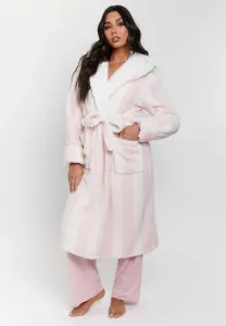 Халат средней длины с капюшоном в толстую полоску Loungeable, Pink