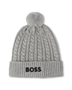 Серо-голубая детская шапочка для мальчика из вискозы BOSS Kidswear