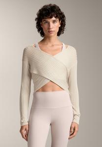 Блуза OYSHO FINE-KNIT SEMI-SHEER RIB CROSSOVER, Sand