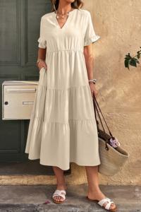 Платье Solid A Line с рюшами и цветными блоками TRUEDAMES, бежевый