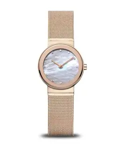 Женские наручные часы классический браслет 26 мм из нержавеющей стали золото блестящее 10126-366 Bering, желтый