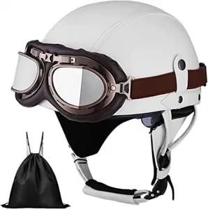 Ретро мотоциклетный шлем, полушлем с сертификатом ECE, реактивный шлем с защитными очками, шлем в немецком стиле, шлем-шлем для мотоциклов, круизеров и скутеров, крутой шлем для мужчин и женщин stdpcxz, 3