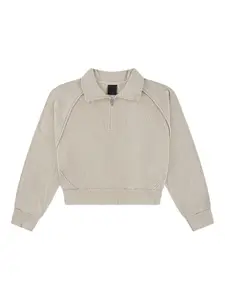 Свитер в рубчик на молнии на четверть дюйма Jordan Kids, нейтральный