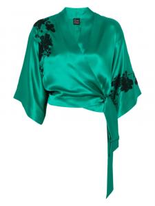 Carine Gilson рубашка с кружевом, зеленый