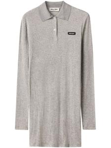 Miu Miu платье мини в рубчик, серый