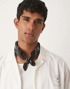 Бандана с узором пейсли ASOS DESIGN черного и белого цветов