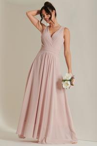 Шифоновое платье макси с плиссированным верхом Jolie Moi, розовый