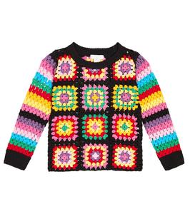 Свитер из смесового хлопка, связанный крючком Stella Mccartney Kids, мультиколор