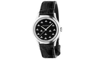 GUCCI Часы G Timeless Collection Wrist Watch Quartz Movement Leather Strap 32mm Black Dial Women's Watch