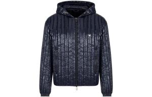 Куртка утепленная с капюшоном и вышитым логотипом EMPORIO ARMANI, морской синий