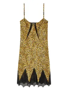 Шелковое платье-комбинация Cheetah VERSACE, желтый