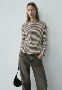Полосатая блузка с длинными рукавами Massimo Dutti, Dark Brown
