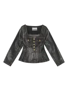 Джинсовая куртка с квадратным вырезом GANNI, черный