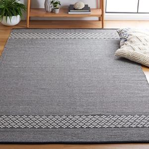 Ковер SAFAVIEH, 122 x 183 см, Montauk Collection, Black & Ivory, плоское плетение в стиле фермерский дом бохо, хлопок, простой уход, идеально для помещений с высокой проходимостью: прихожая, гостиная, спальня (MTK727Z)