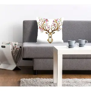 Декоративная подушка queence Jim с оленем с цветными рогами Queence, Bunt + bedruckt