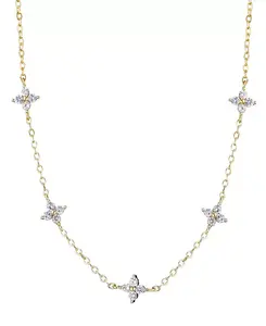 Золотые ожерелья с цветком из кубического циркония Adornia, gold