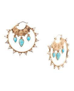 Серьги-кольца Небесно-голубой бирюзовый золотой Barse, Turquoise