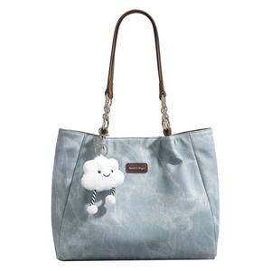 PAYOT Сумка-шоппер из искусственной кожи, повседневная сумка через плечо для женщин, деним синий