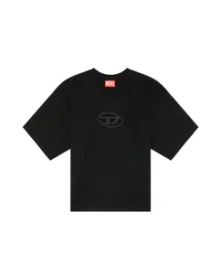 Хлопковая женская футболка с коротким рукавом Diesel, черный