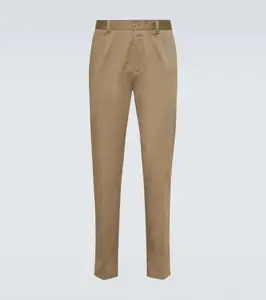 Брюки-чиносы с высокой посадкой из смесового хлопка Dolce&Gabbana, бежевый