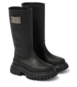 Сапоги до колена с кожаной отделкой Dolce&Gabbana Kids, черный