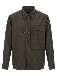 Рубашка-куртка из шерстяной ткани Brioni, серый