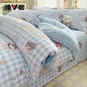 Yalu Пододеяльник 150х200 см из молочного велюра, мягкий, комфортный, быстрый нагрев, цвет Blue Little Nest