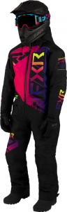 Детский цельный костюм для снегохода FXR helium 2023, Black/Pink