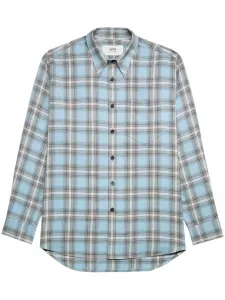 Клетчатая рубашка с длинными рукавами AMI Paris, синий