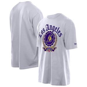 Мужская белая футболка Los Angeles Lakers throwback prep oversized New Era