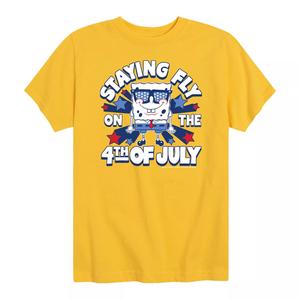 Футболка с рисунком «Губка Боб полетит на 4 июля» для мальчиков 8–20 лет Nickelodeon, желтый