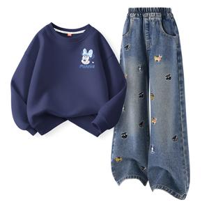 Детская повседневная спортивная одежда Disney, Di Limpid Navy Blue+Solid Color Denim Blue