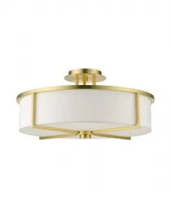 Полупотолочный светильник Wesley с 4 плафонами Livex, золотистый тон