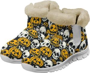 Quxjehoe Женские зимние ботинки с плюшевой подкладкой, теплые, удобные, противоскользящие, для улицы, на каждый день, на липучке, короткие ботильоны, размеры 36-41, белая подошва