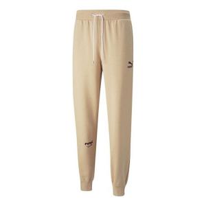 Брюки logo club sweatpants 'beige' Puma, бежевый