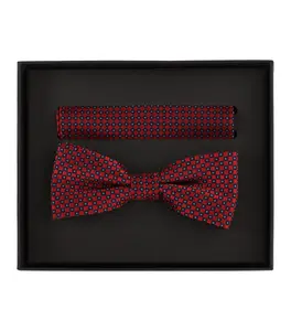 Галстук-бабочка VENTI "Комплект из галстука-бабочки и нагрудного платка VENTI с рисунком", красный