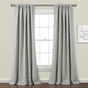 Набор пышных декоративных штор на окно со звездами, затемняющие шторы — 63 x 52 дюйма Lush Decor, цвет Light Gray