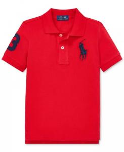 Поло из хлопковой сетки Big Pony для малышей и маленьких мальчиков Polo Ralph Lauren, красный