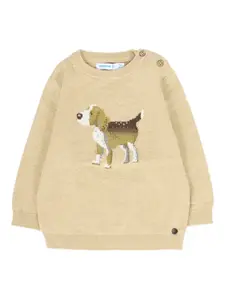 Свитер с вышивкой в виде собаки и круглым вырезом Mayoral, нейтральный