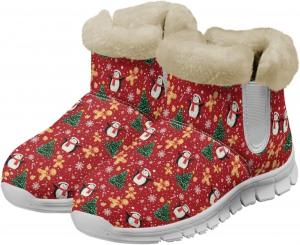 Женские зимние ботинки для Рождества с мехом, утепленные, короткие, противоскользящие, удобные и теплые, размер США 6-12 Qoiuvncy, Christmas Penguin